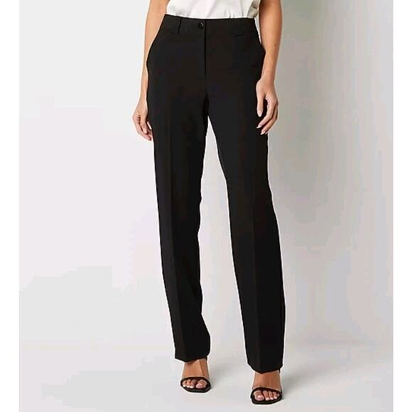 Worthington Womens Trouser Pants Sz 16 High Rise Straight Leg Black Flat Front - Picture 1 of 10